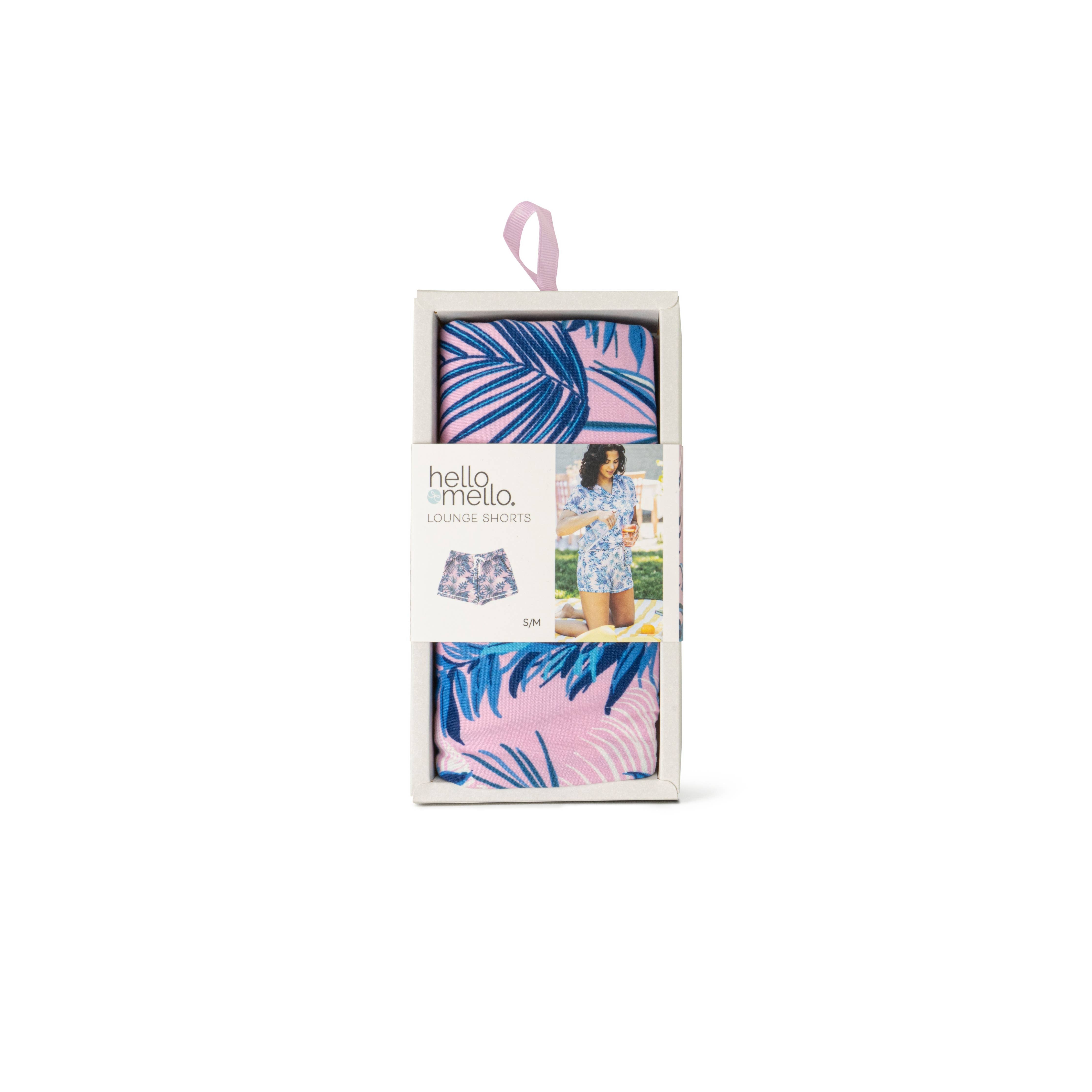 Palm Down Lounge Shorts floral pink navy blue