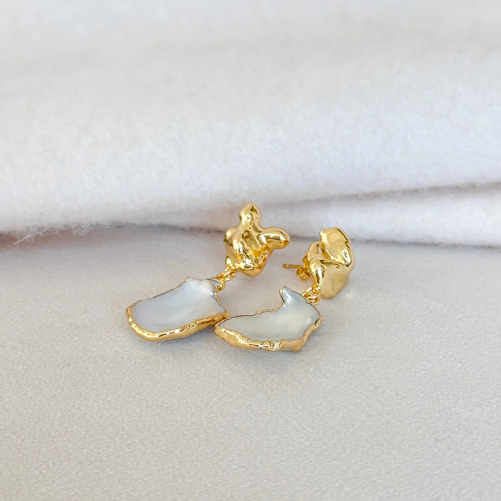 Handcrafted freshwater pearl earrings with 18K gold plating—hypoallergenic fine jewelry with timeless style