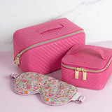 {FINAL SALE} Herringbone Beauty Bag Medium Raspberry