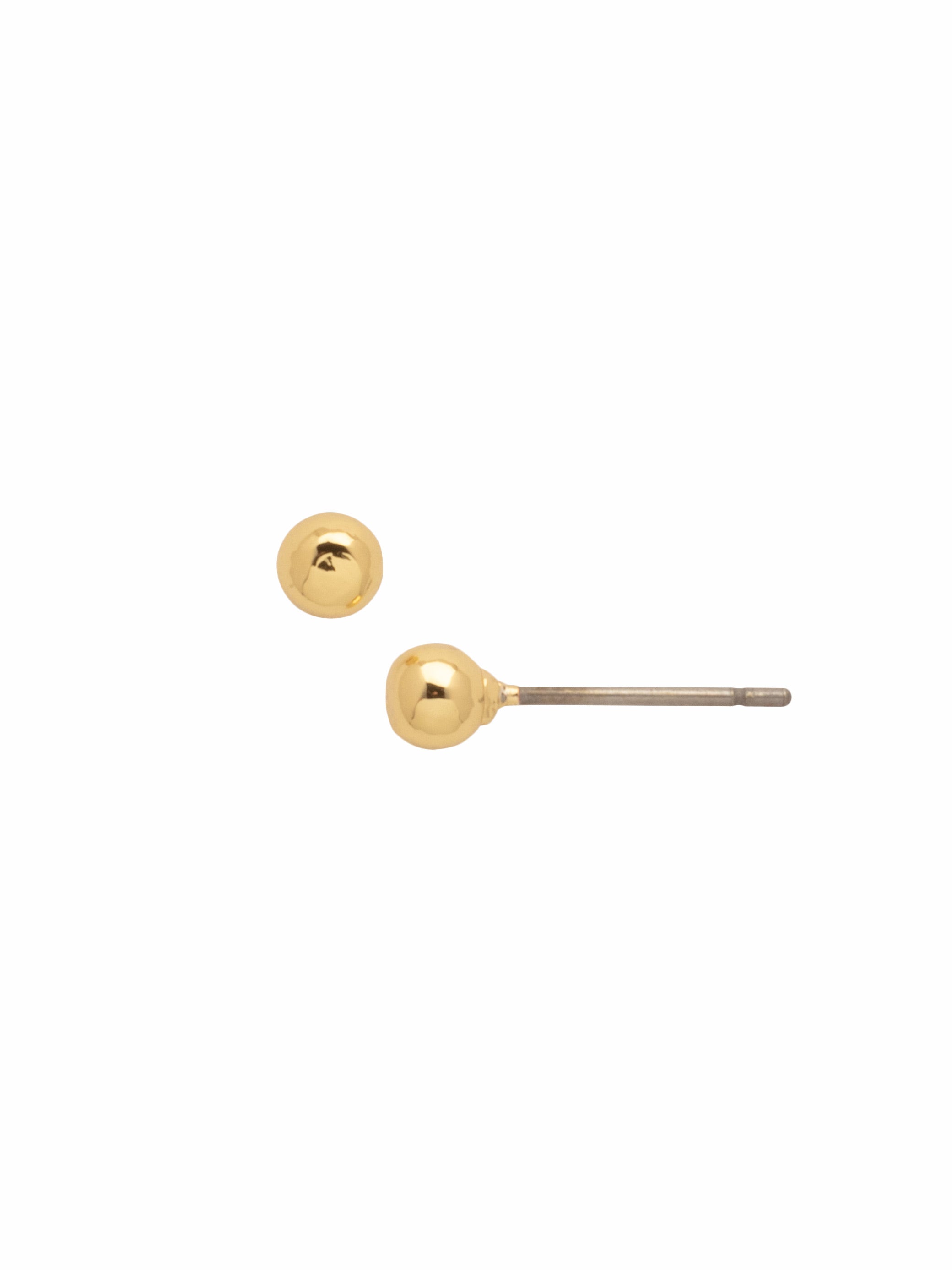 Small bright gold ball stud earrings with polished finish