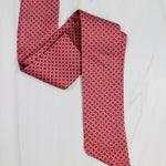 Garnet satin scarf with white geometric micro-pattern, double-sided with diagonal ends