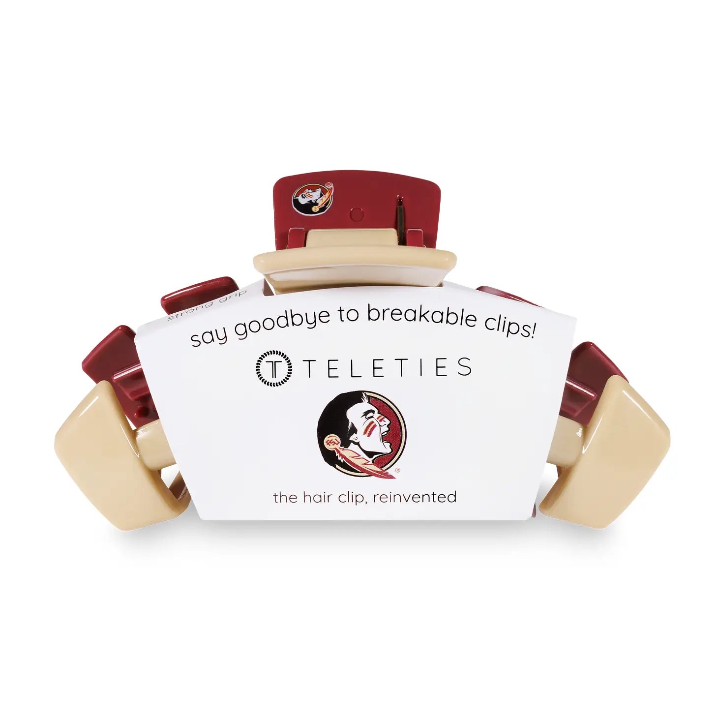 Large garnet and gold FSU hair clip with bendable teeth for thick hair