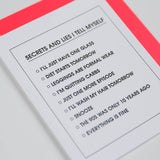 Secrets and Lies Checklist Letterpress Greeting Card
