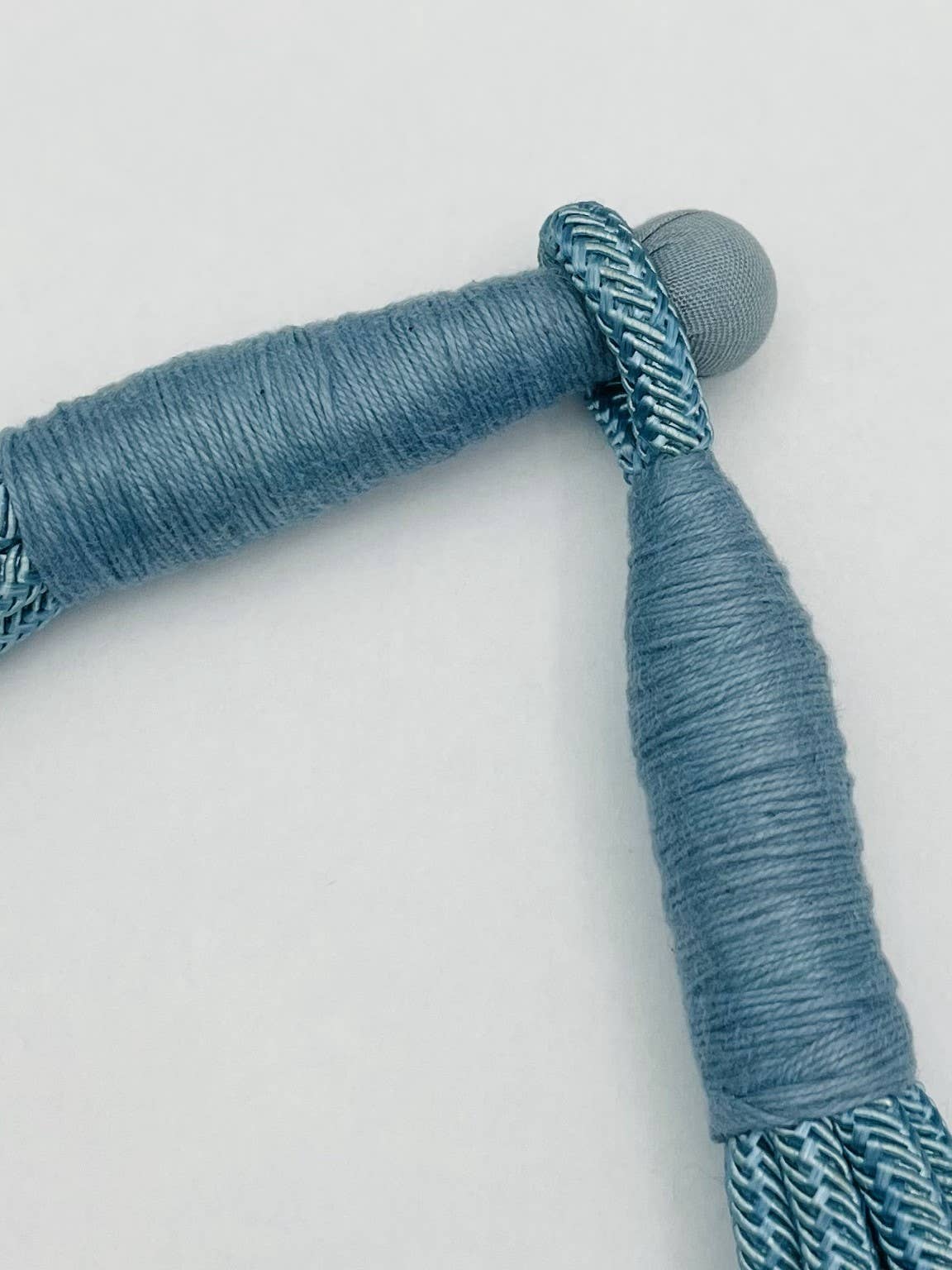Dusty blue cotton rope necklace with layered strands, lightweight and breathable for all-season styling