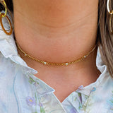 Delicate gold choker with sparkling cubic zirconia accents—elegant, dainty, and perfect for layering or wearing solo.
