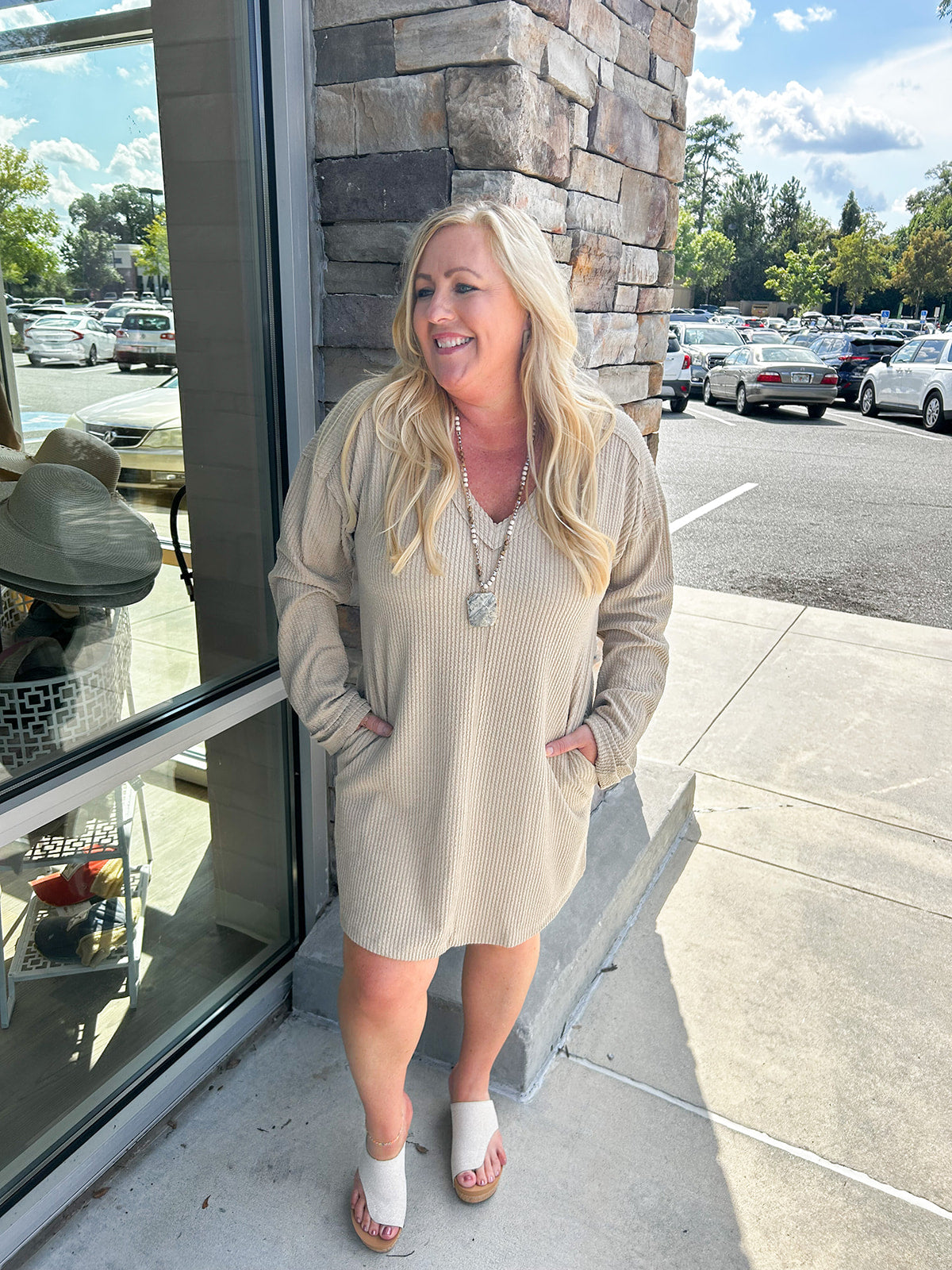 Sweet Truth V-Neck Textured Knit Dress | Styled View