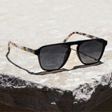 Emerson Square Aviator Polarized Sunglasses - Beige Tort/Black