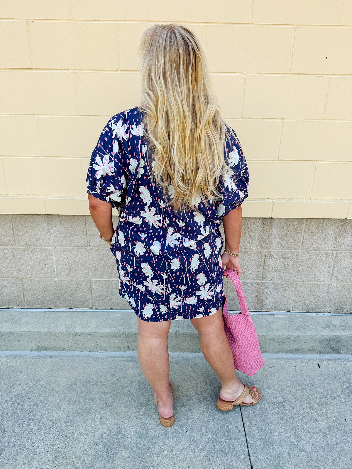 Floral Haven Split Neck Mini Dress