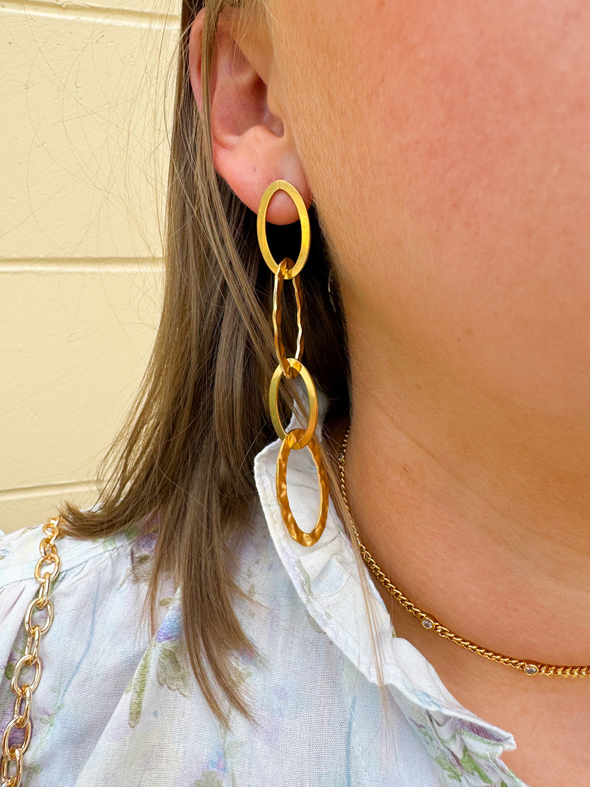 Golden Link Drop Earrings