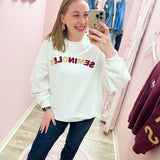 Varsity Charm Crew in White