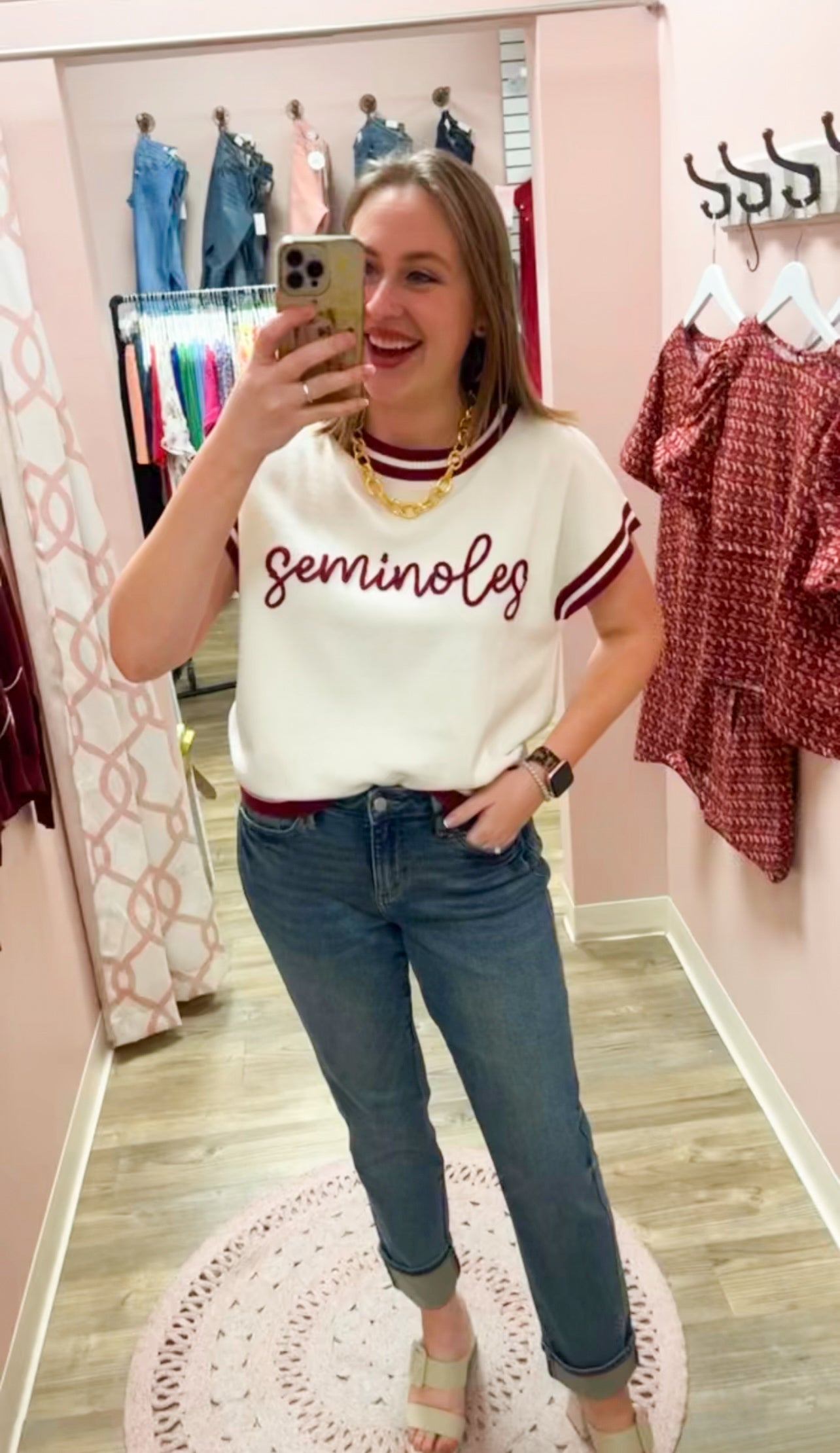 Seminoles Retro Varsity Sweater Top