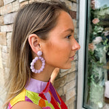 Handmade Straw Pom Poms Earrings