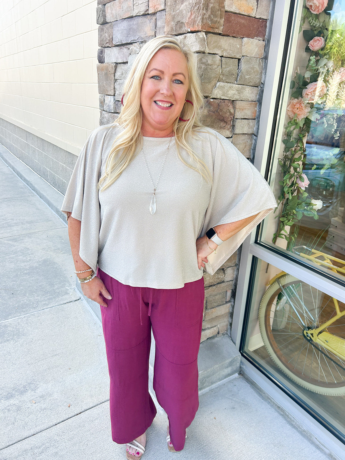Glamour Chic Metallic Glimmer Top | Styled View