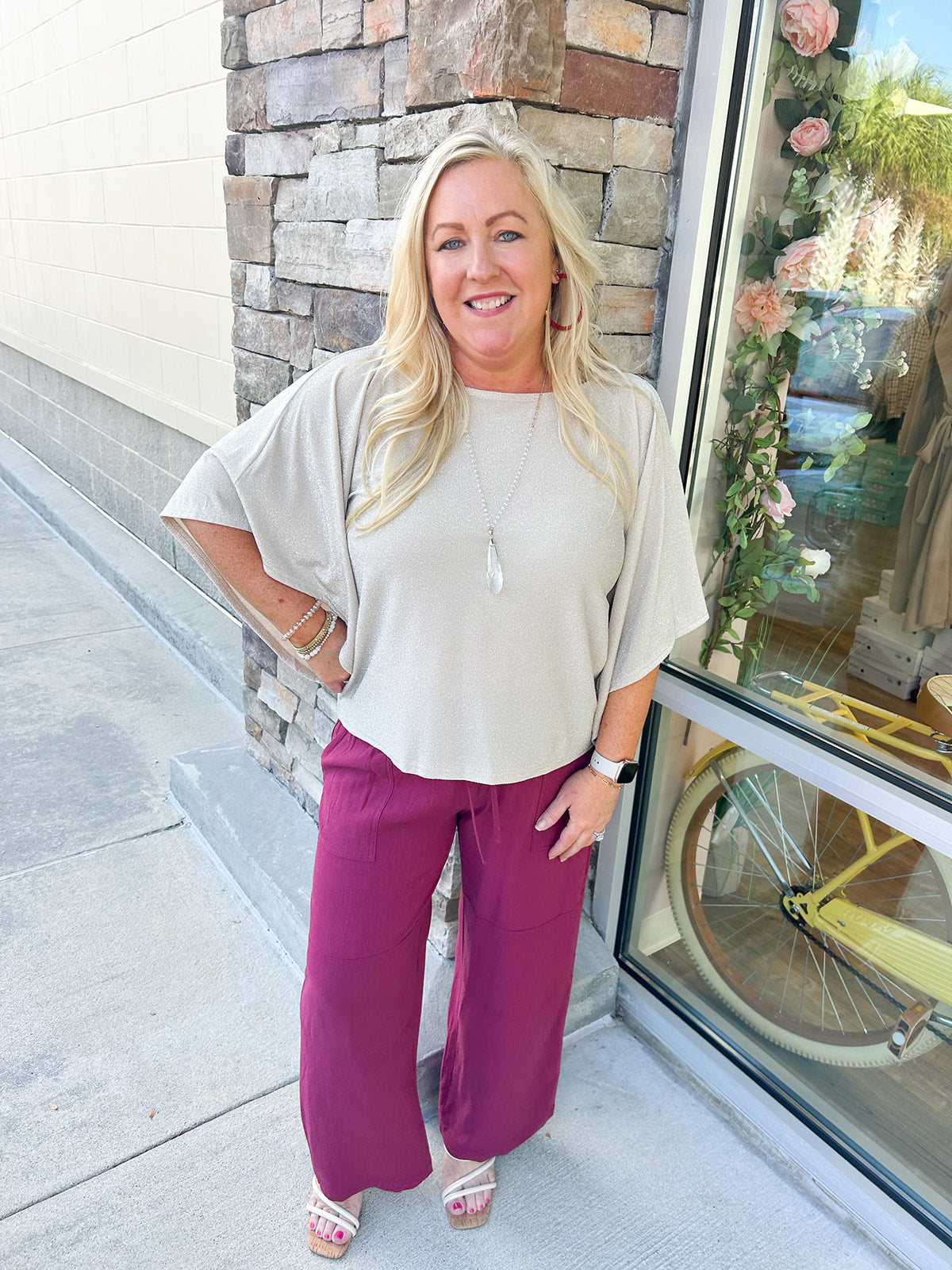 Glamour Chic Metallic Glimmer Top | Styled View