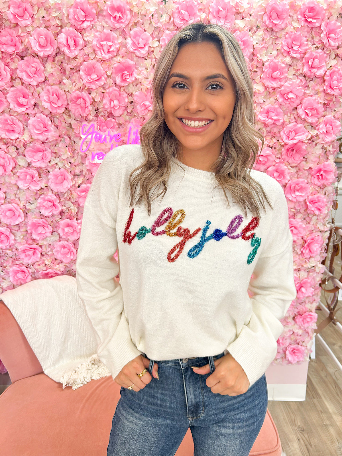Holly Jolly Pullover Sweater | Front View