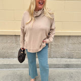 Autumn Ease Mock Turtleneck Top in Taupe