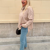 Autumn Ease Mock Turtleneck Top in Taupe