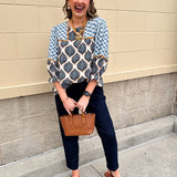 Blue Muse Retro Geometric Top