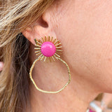 Taylor Shaye Colorful Sunburst Hot Pink Hoops