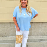 {FINAL SALE} Happy Hour Dolman Sleeve Top in Sky Blue