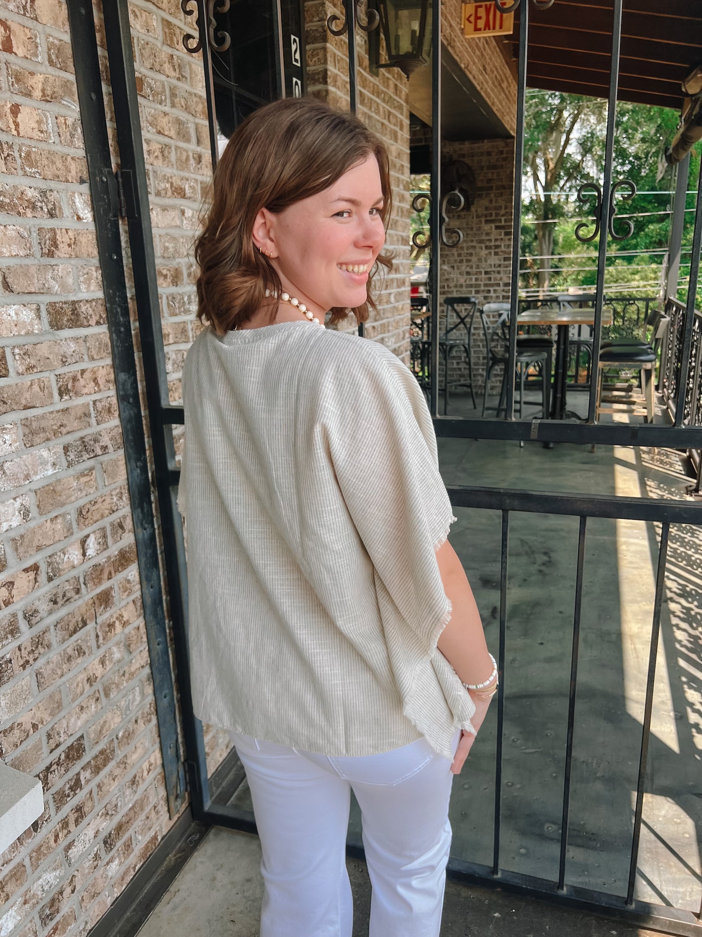 Sure and Steady Fringe Trim Top-Mist | Back View