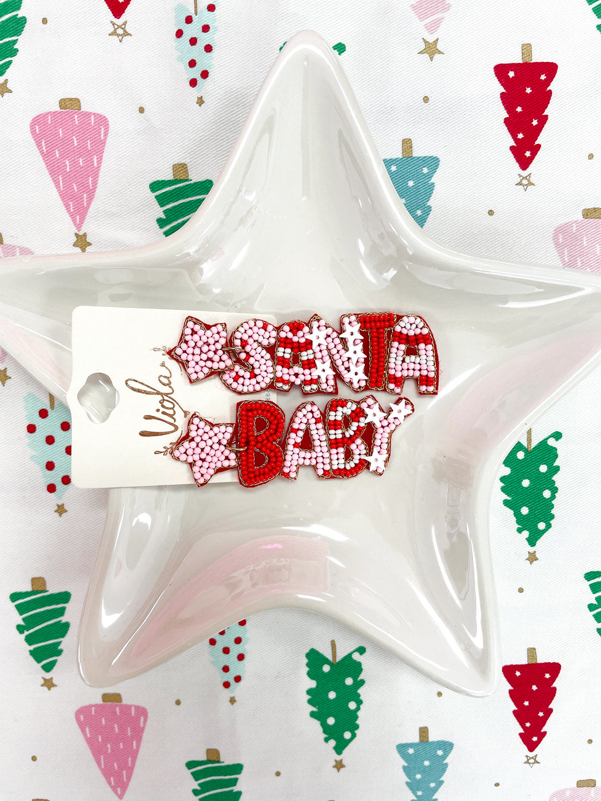 Santa Baby Beaded Long Drop Earrings