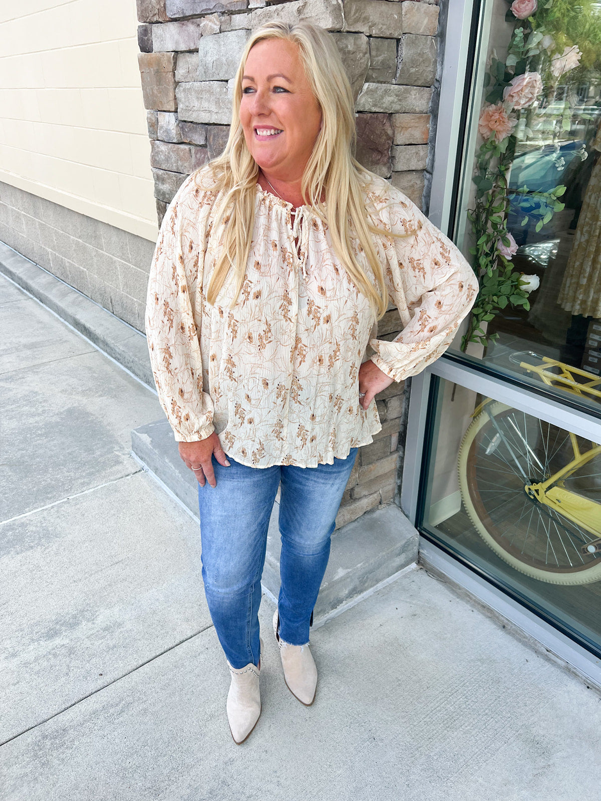 Hand In Hand Floral Chiffon Blouse | Styled View