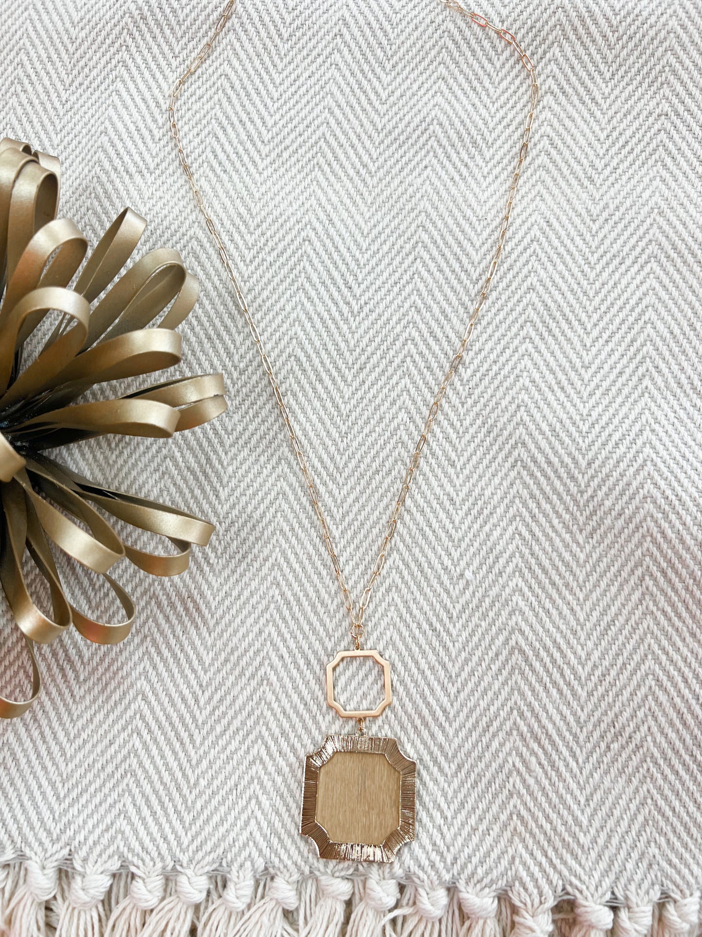 Wood Pendant Long Necklace