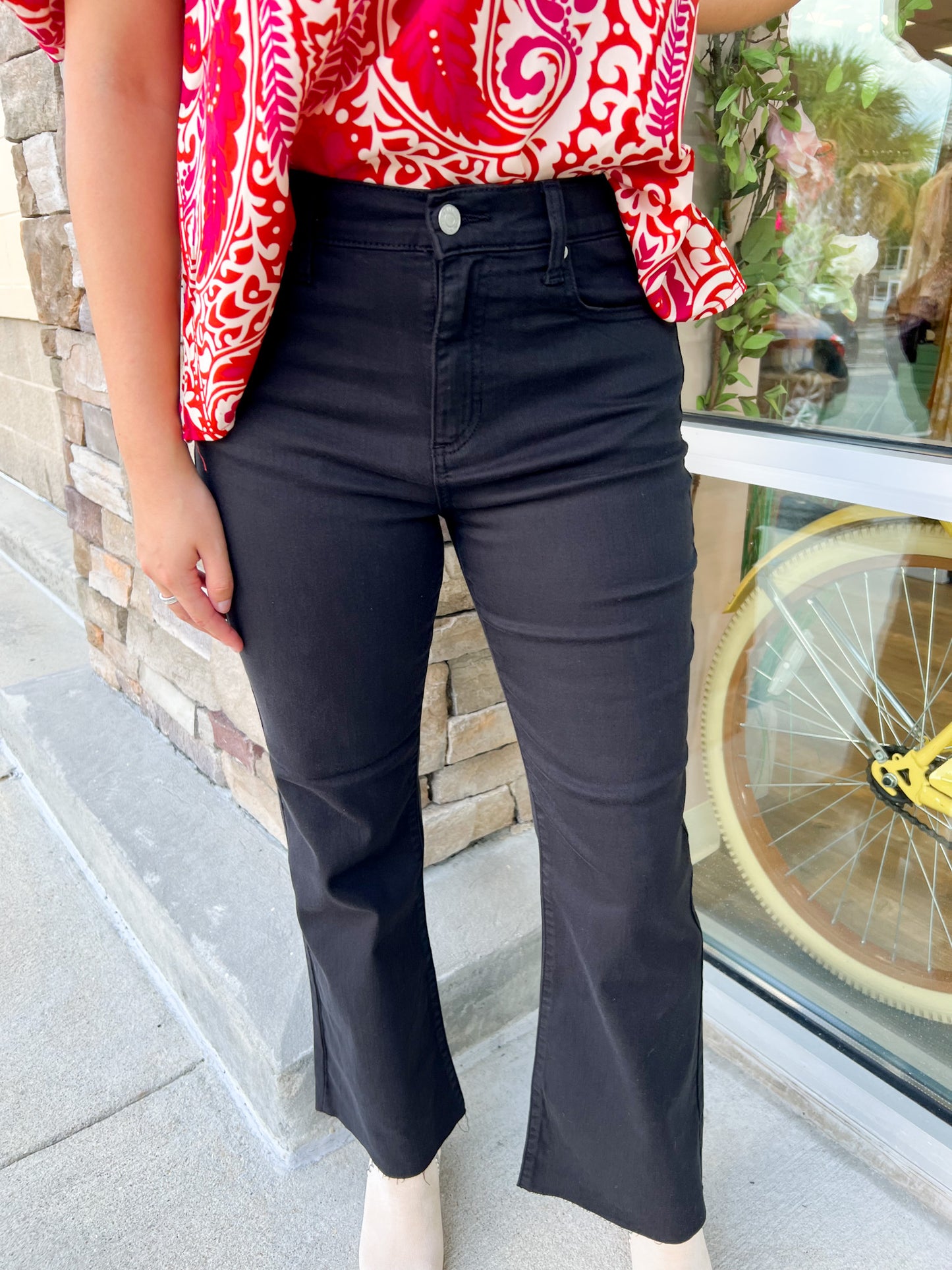 The Annie High Rise Cropped Kick Flare Jeans | Front View