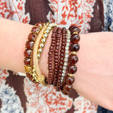 Multicolor Stretch Bracelet in Brown