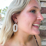Oval Wedding White Pearl Dangle Earrings