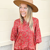 Falling For Autumn Satin Floral Top