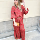 Escape To Comfort Satin Floral Pants