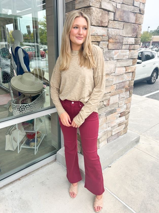 Chilly Morning Oversized Knit Top-Taupe | Styled View