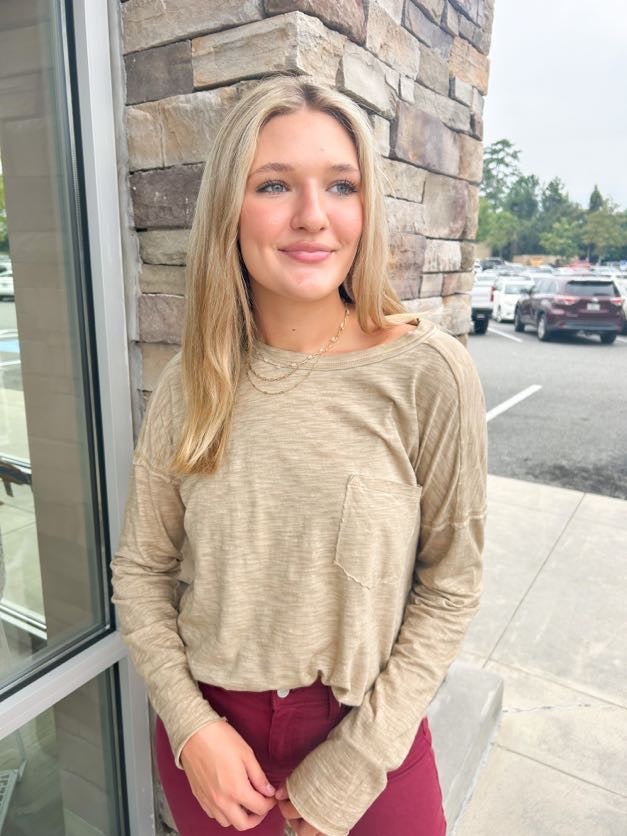 Chilly Morning Oversized Knit Top-Taupe | Styled View