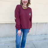 Lantern Sleeve Crew in Garnet