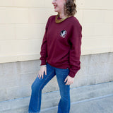 Lantern Sleeve Crew in Garnet