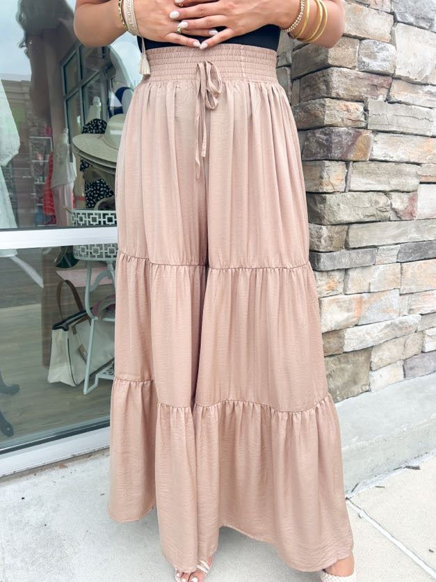 Composed Charm Satin Wide Leg Pants | Front View