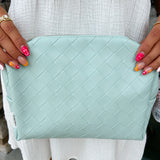 {FINAL SALE} Woven Beauty Bag Large Teal