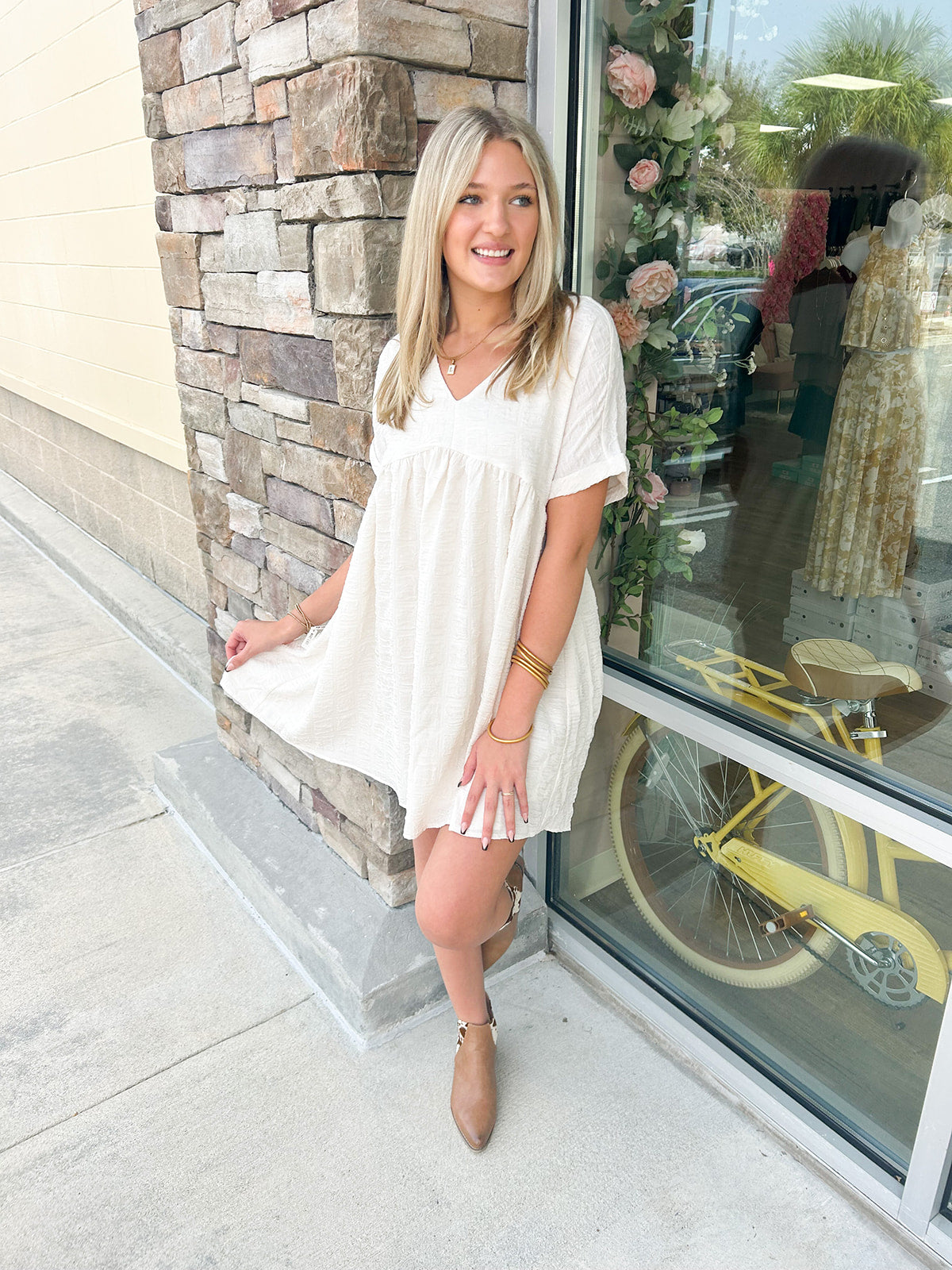Stay Encouraged Babydoll Dress | Front View