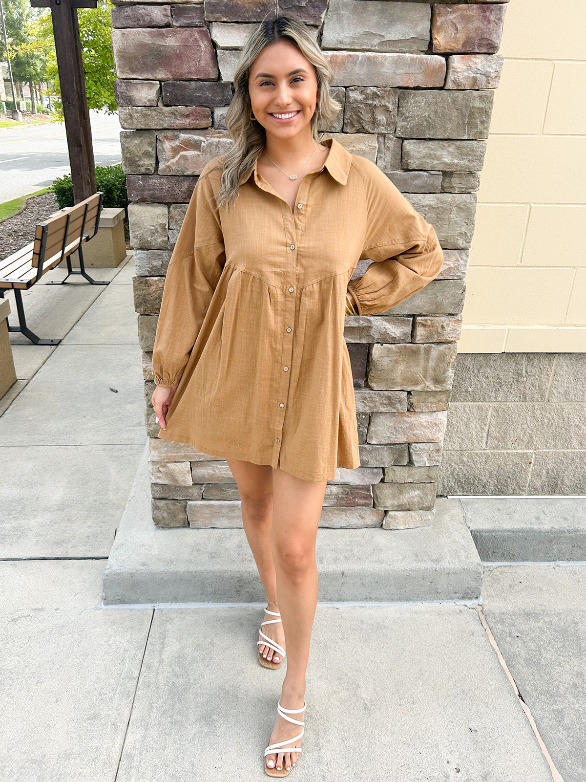 Mountain Views Button Down Dress | Front View