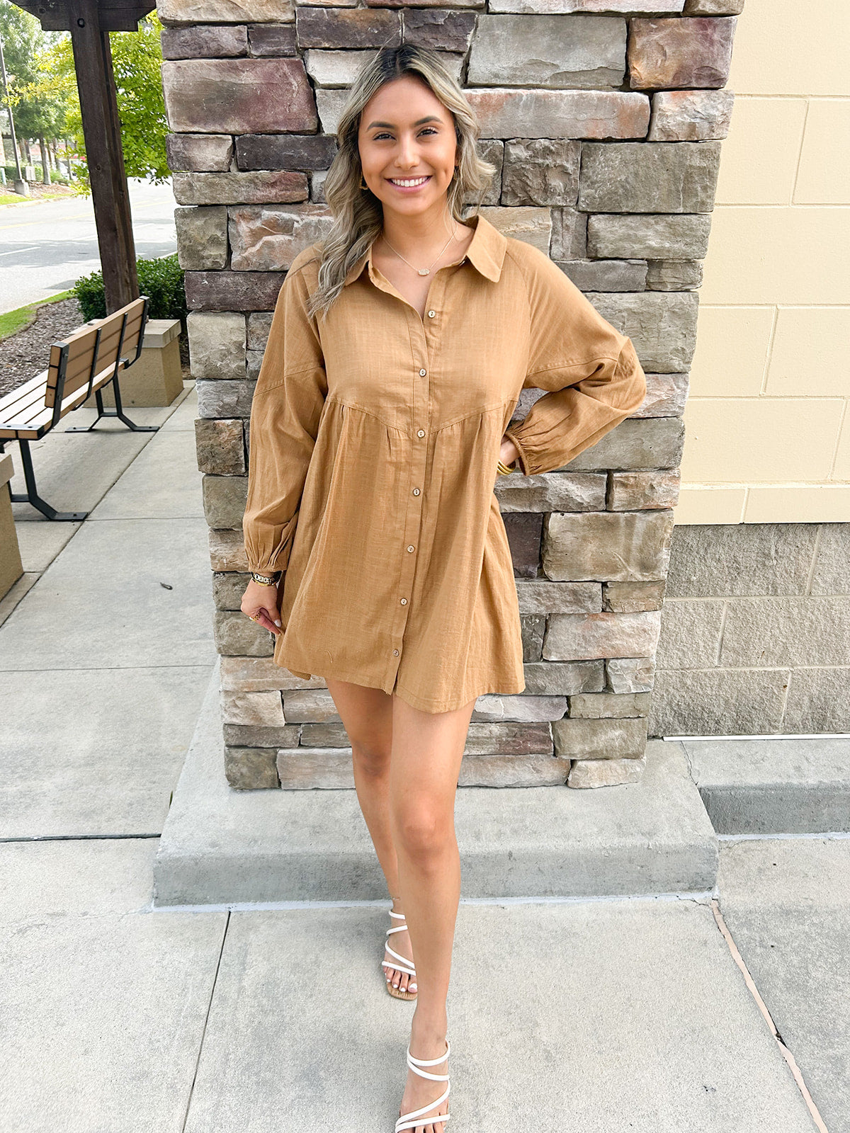 Mountain Views Button Down Dress | Front View