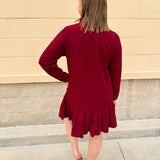 Crimson Ruffle Reverie Mini Dress