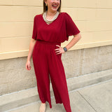 Crimson Charm Smocked Jumpsuit