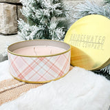 Sweet Grace Plaid Collection Candle - Pink 3 Wick Tin Candle