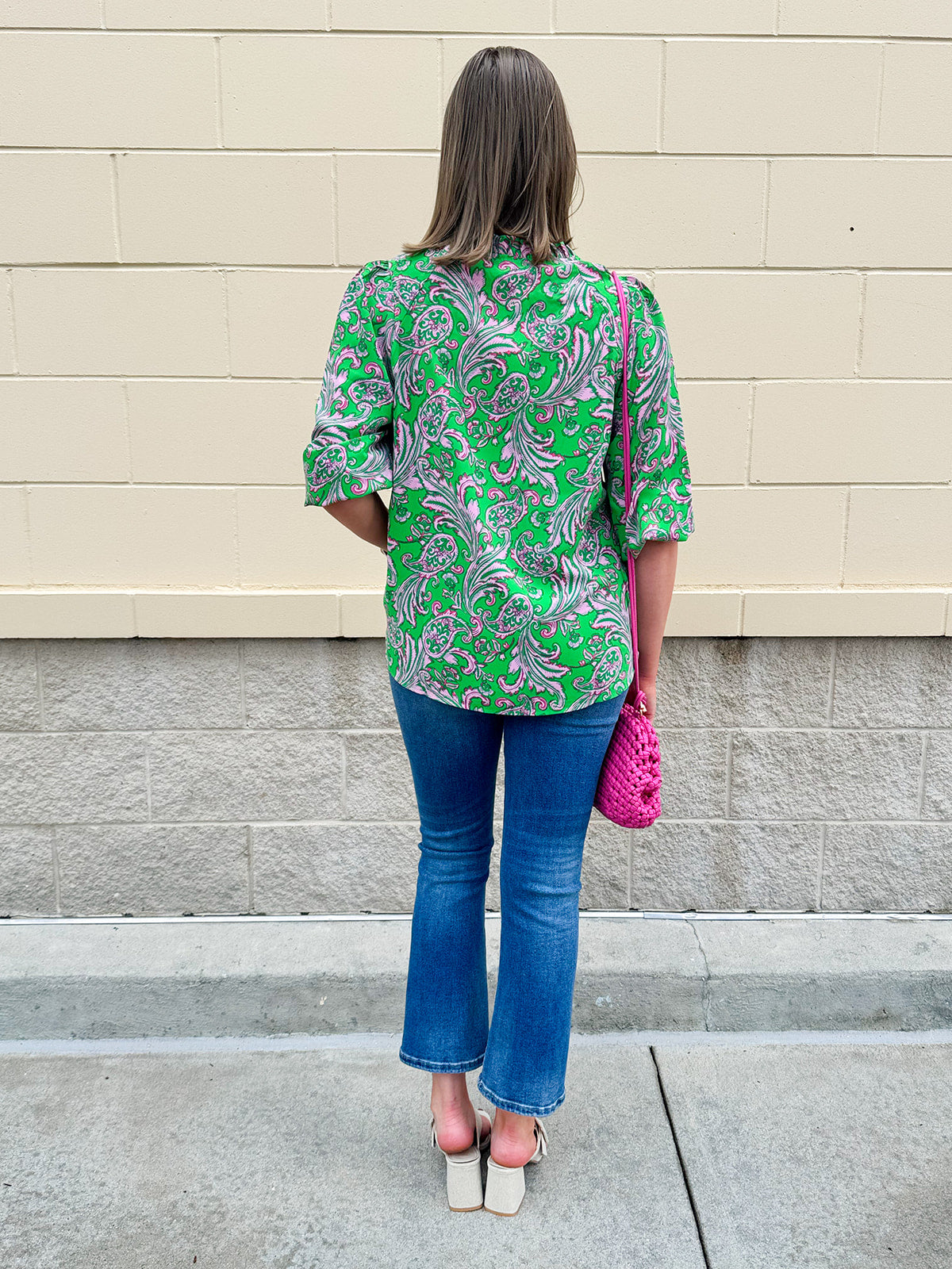 Midrise cropped flare jeans in Tekapo wash with five-pocket styling and slight stretch