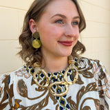 Gilded Edge Hammered Link Statement Necklace