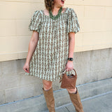 Golden Grove Smocked Mini Dress