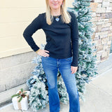 Dear John Nina Long Sleeve Top in Black
