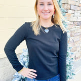 Dear John Nina Long Sleeve Top in Black